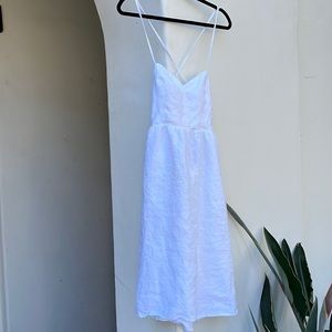 Reformation low tie back white linen dress size small